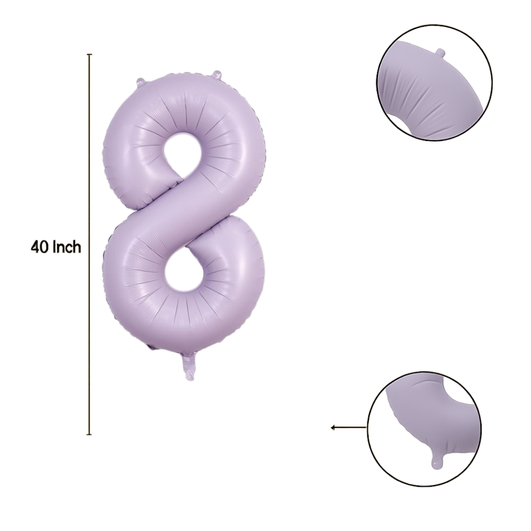 40" Number 8 Foil Balloon – Baby Purple Pastel Lavender – Giant Birthday & Party Decoration