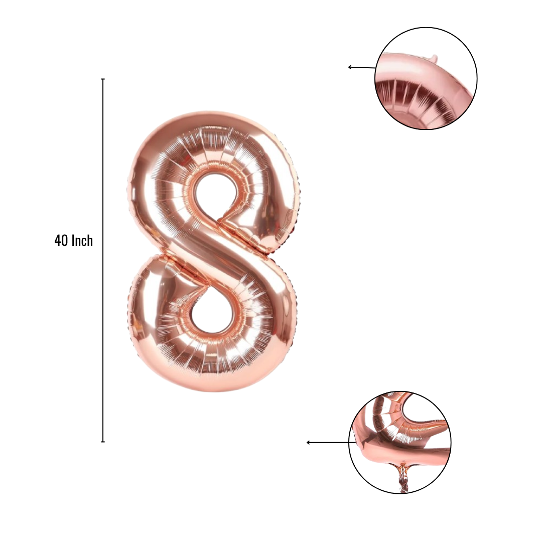 40" Rose Gold Number 8 Balloon β Giant Foil Helium Balloon for Birthdays & Celebrations