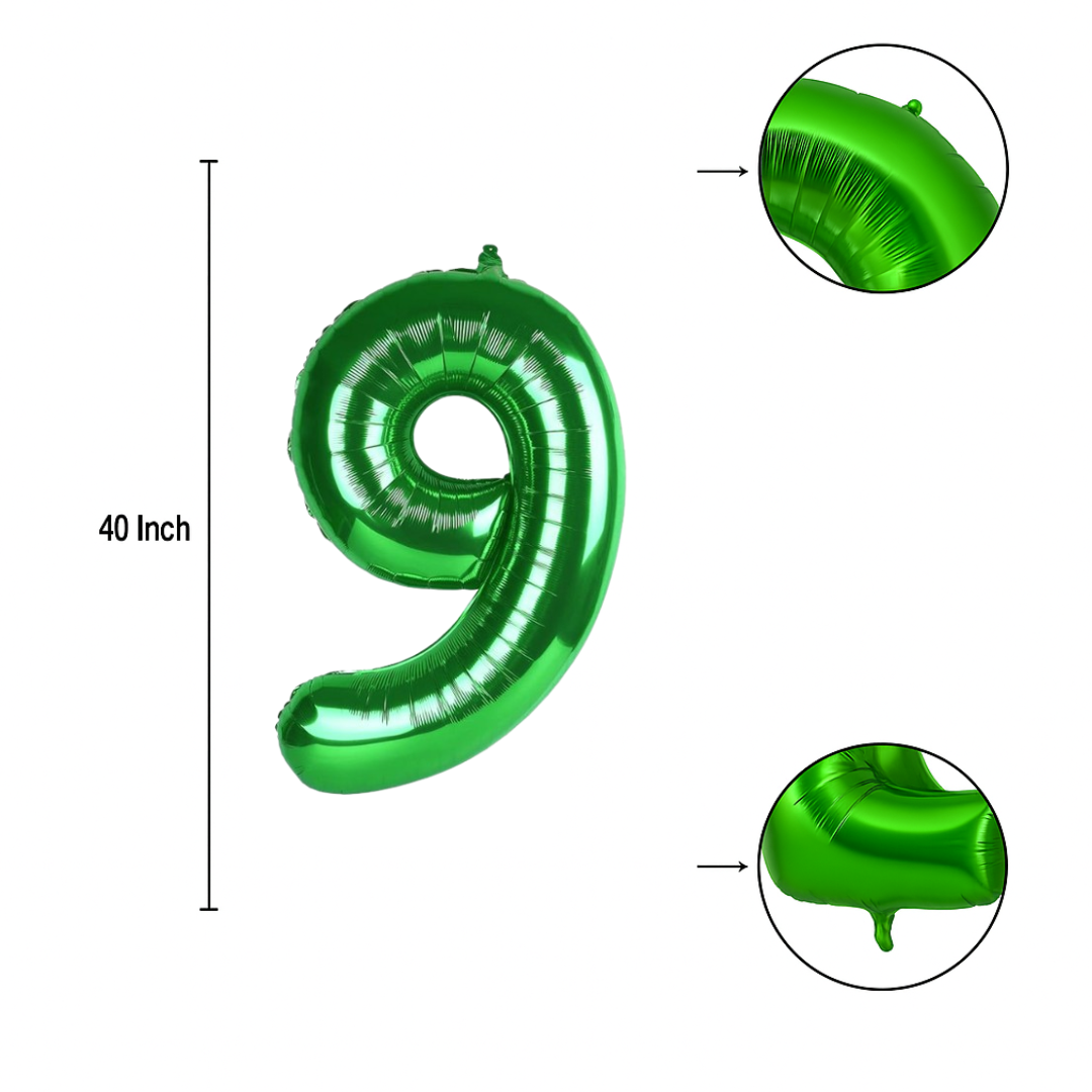 Green 40 Inch Number 9 Balloon – Giant Foil Helium Birthday Party Decoration