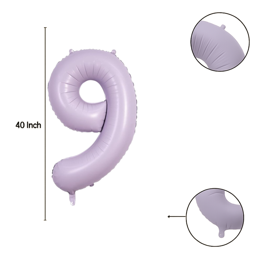 40" Number 9 Foil Balloon – Baby Purple Pastel Lavender – Giant Birthday & Party Decoration