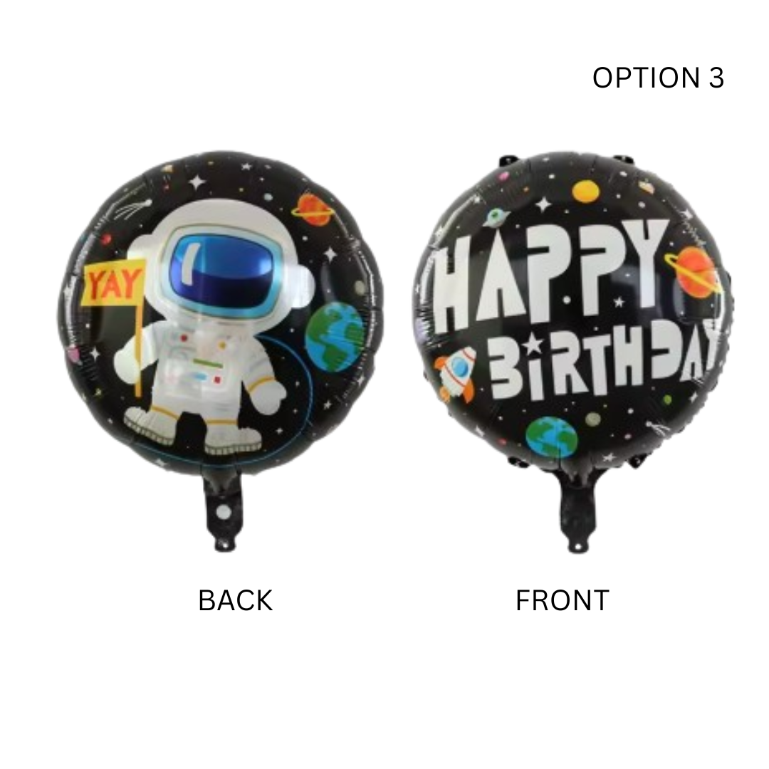 space happy birthday foil balloon astronaut party decoration UK
round 18 inch space birthday balloon with planets and stars both sizes