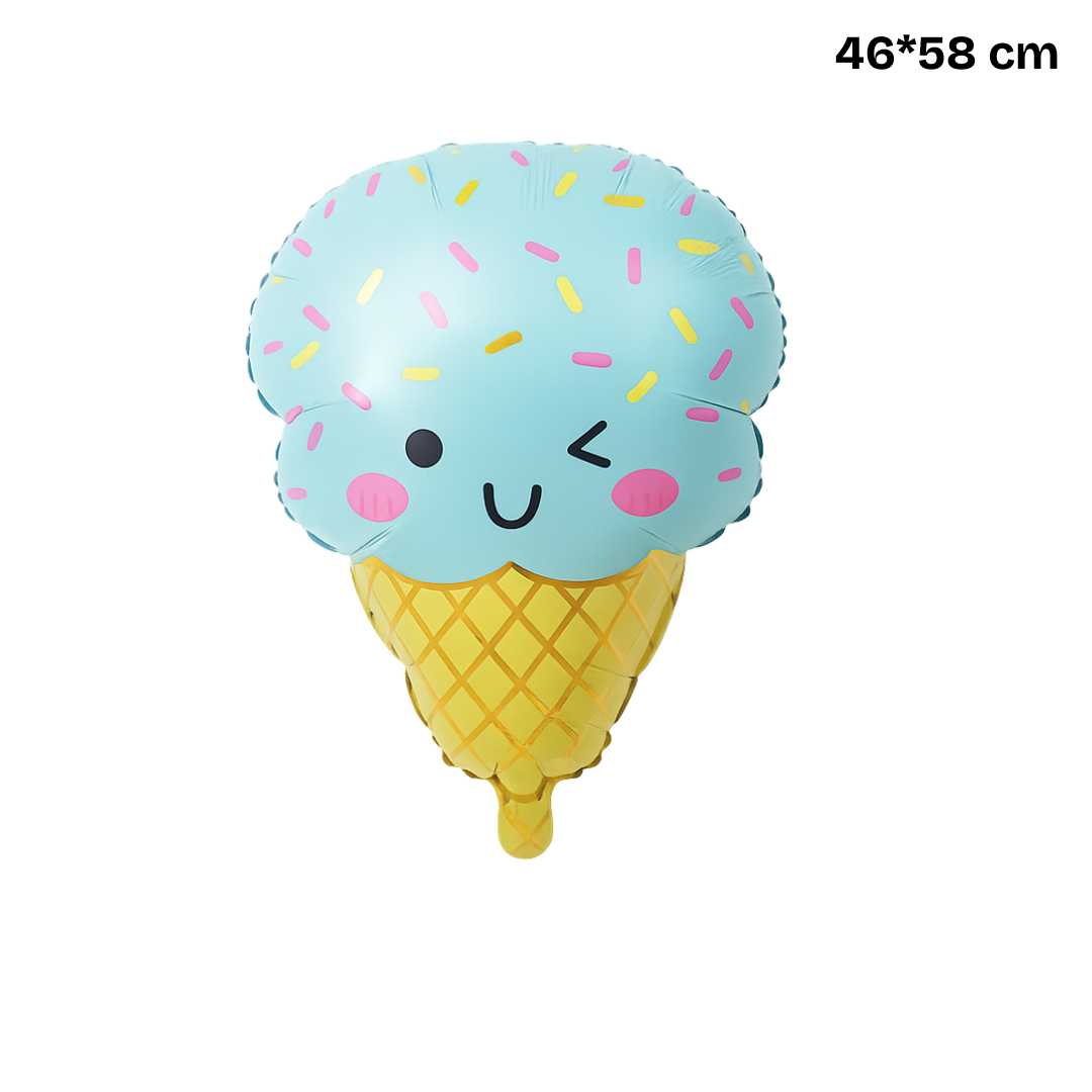 Blue Ice Cream Foil Balloon – Winking Cone Party Decor