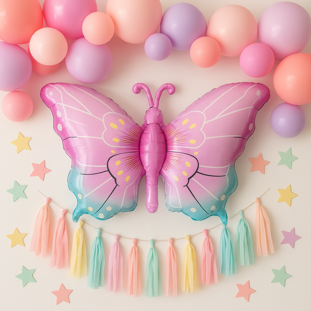 Butterfly Foil Balloon – Pink & Blue Fairy Party Decoration for Girls