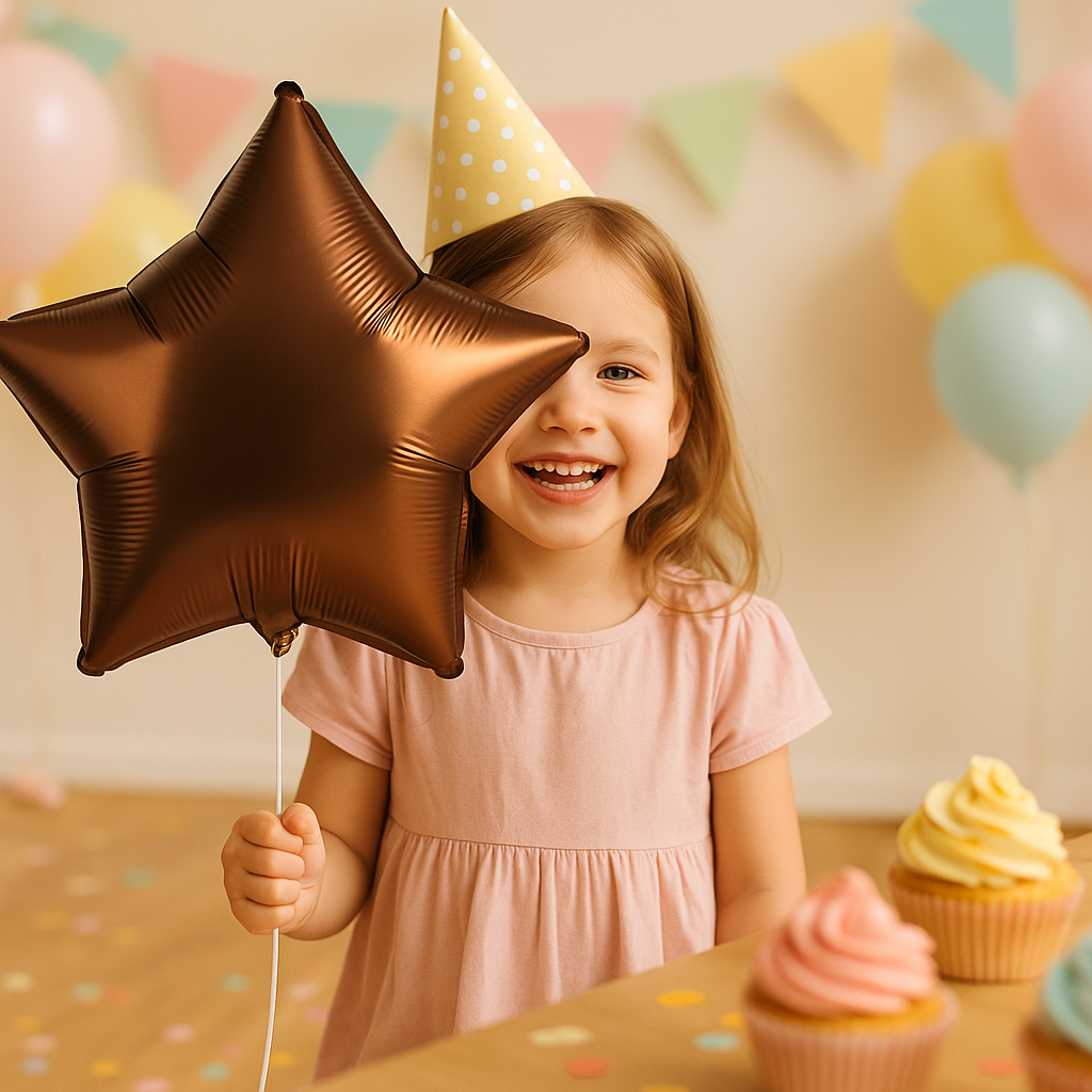 Chocolate brown star balloon 18 inch size guide measurements