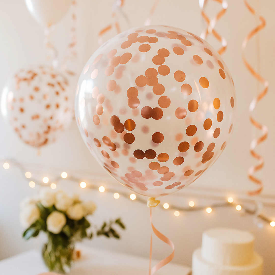 12" Confetti Latex Balloons – Transparent Party Balloons with Colorful Dots