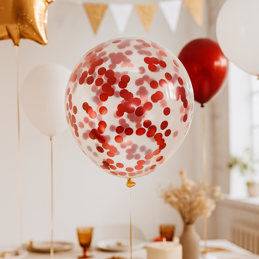 12" Confetti Latex Balloons – Transparent Party Balloons with Colorful Dots