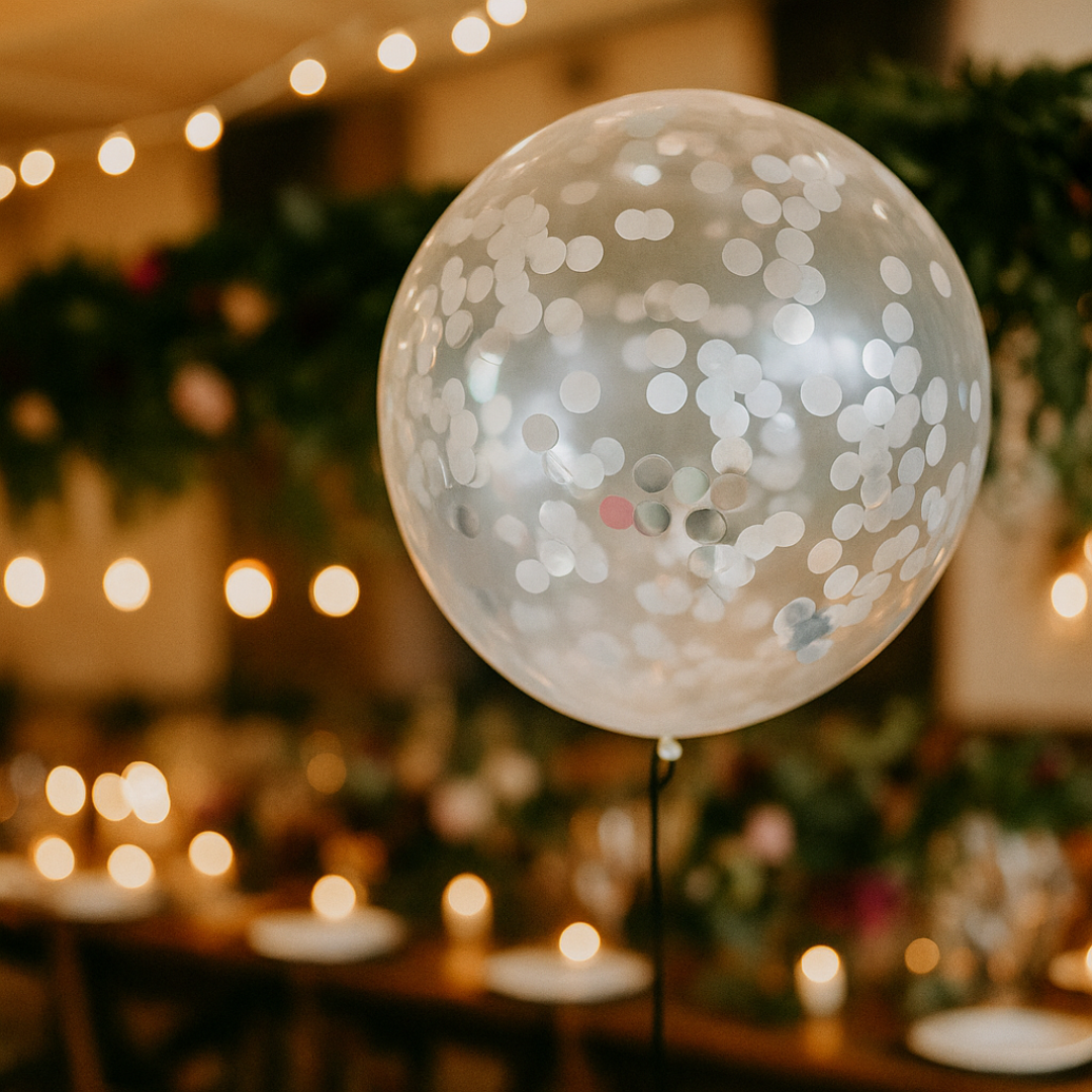 12" Confetti Latex Balloons – Transparent Party Balloons with Colorful Dots