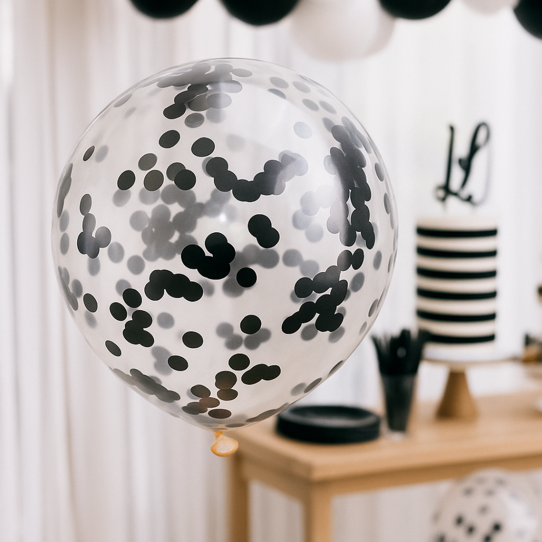 12" Confetti Latex Balloons – Transparent Party Balloons with Colorful Dots