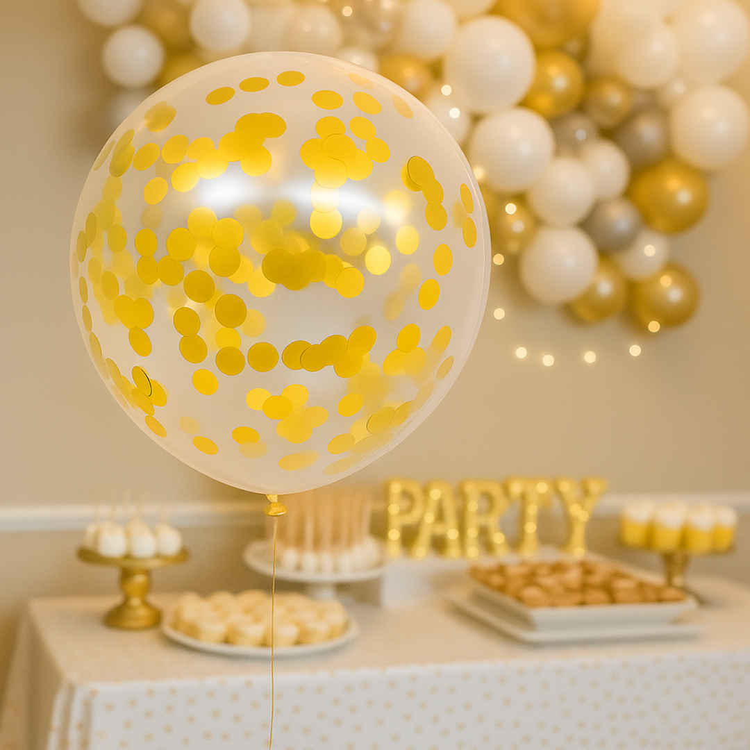 12" Confetti Latex Balloons – Transparent Party Balloons with Colorful Dots