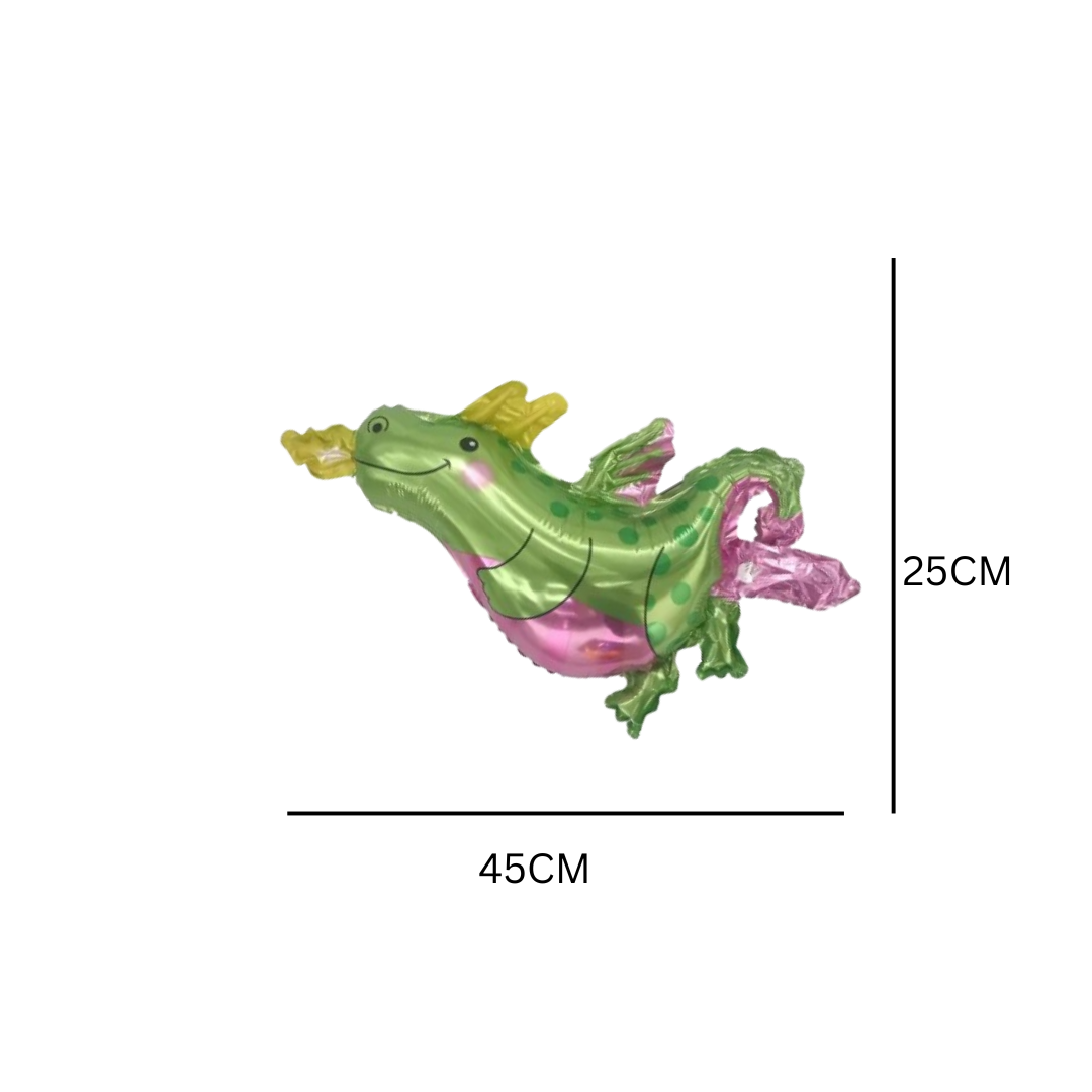 Cute Dragon Balloon β Green and Pink Foil Balloon for Fantasy Birthday Party Decor