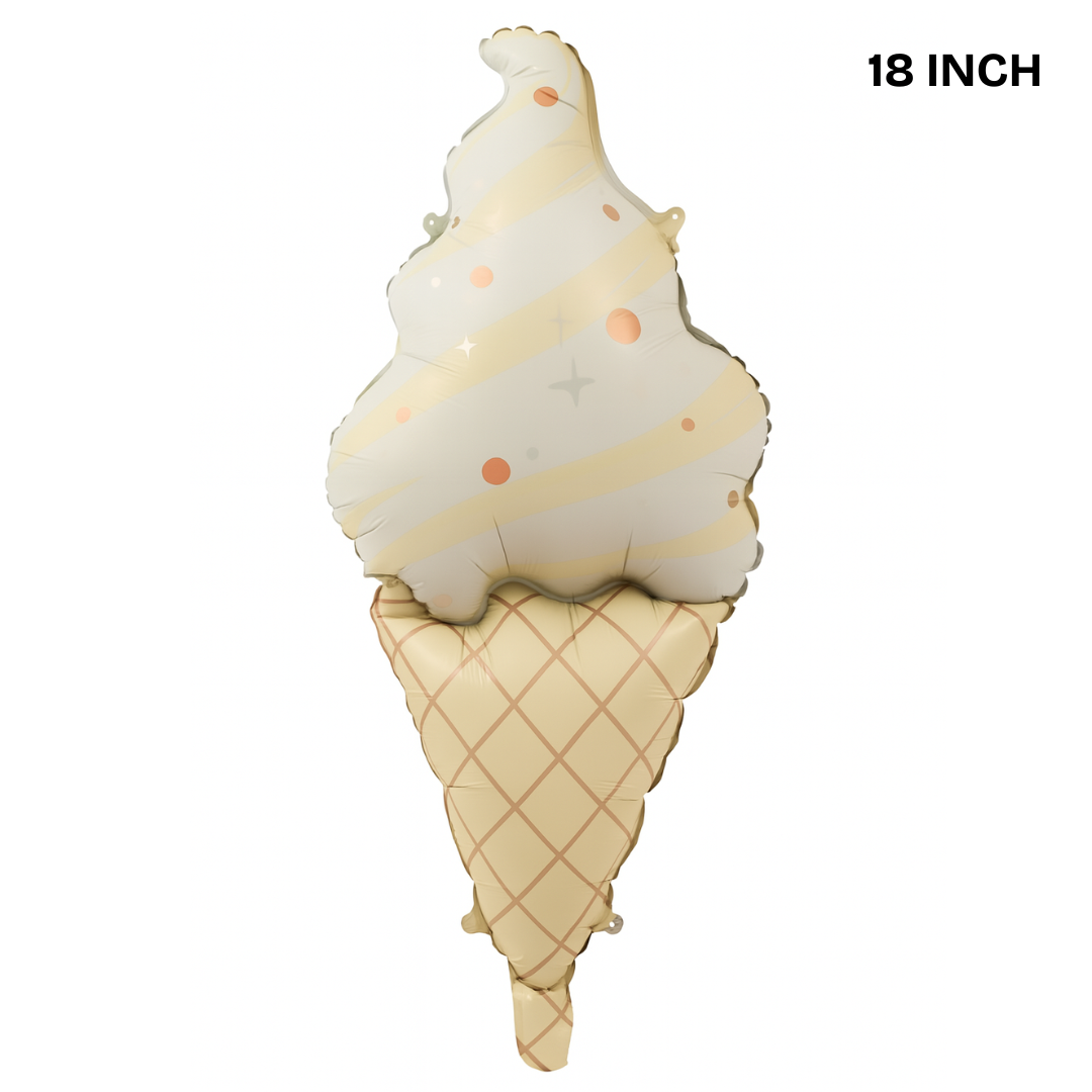 Foil Ice Cream Balloon – Pastel Beige Cone Party Decoration