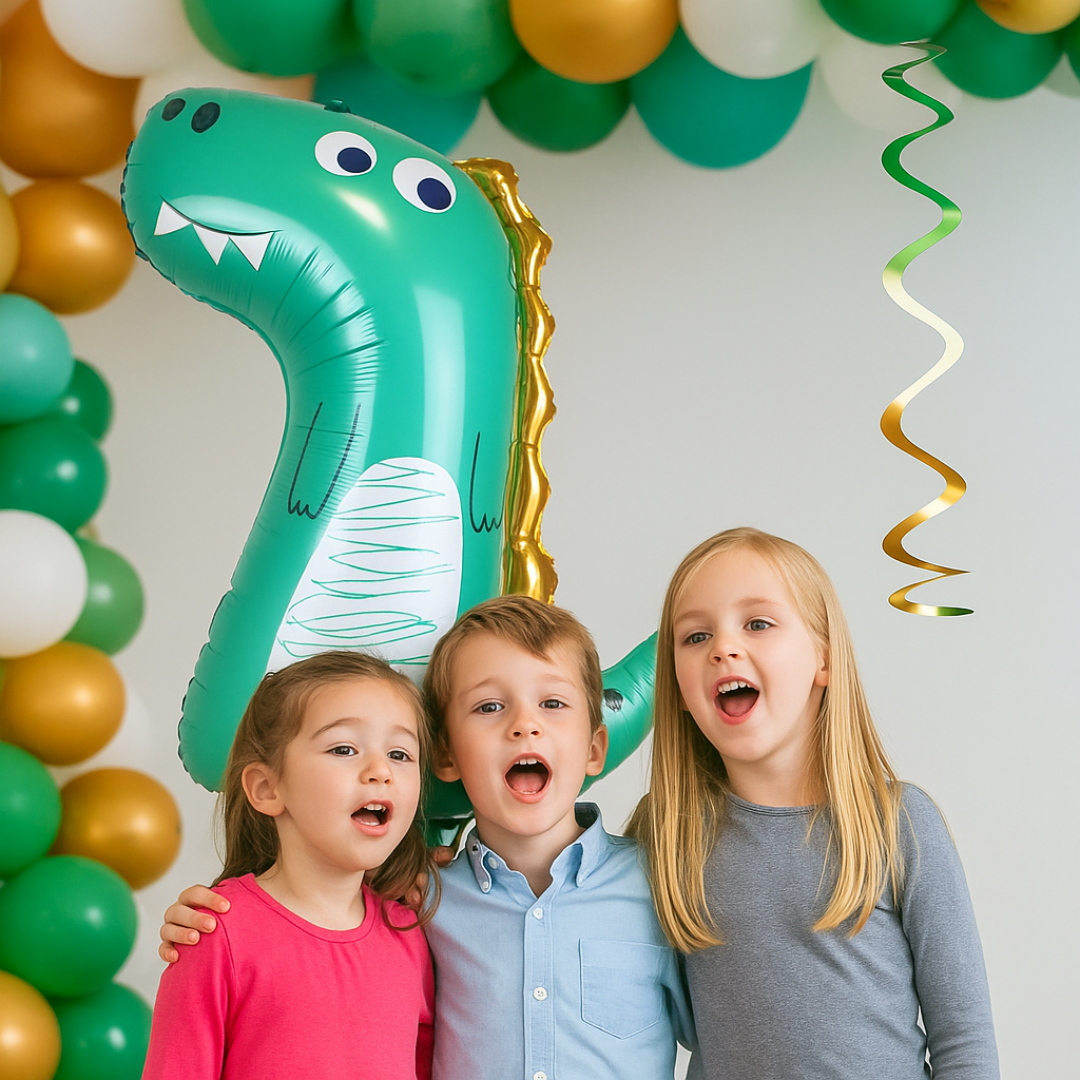 Dinosaur Balloon – Green Foil T-Rex Inspired by Peppa Pig – Birthday Party Decoration
