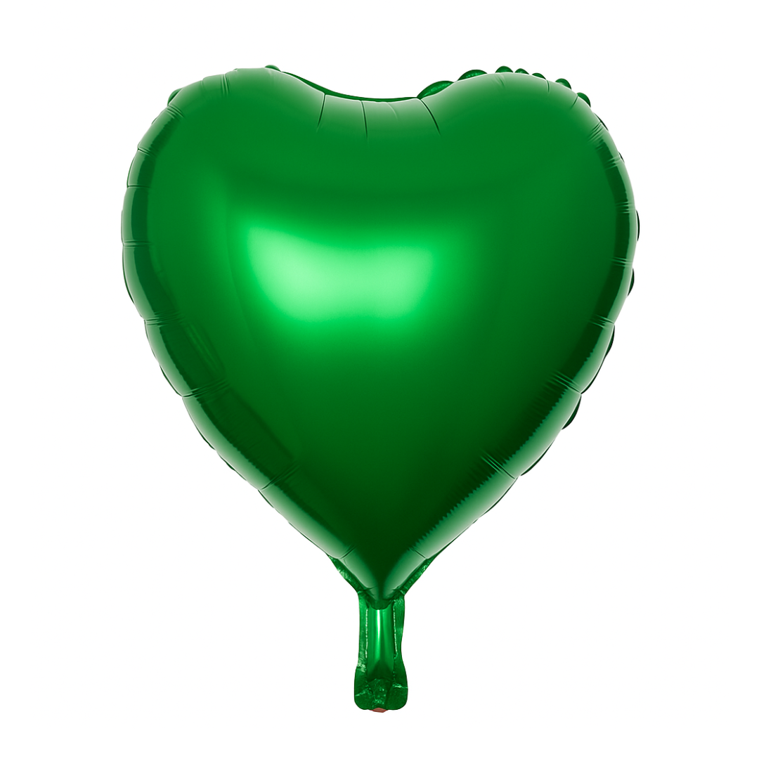 Green Heart Foil Balloon – 18 Inch – Metallic Party Decoration – Helium or Air Fill