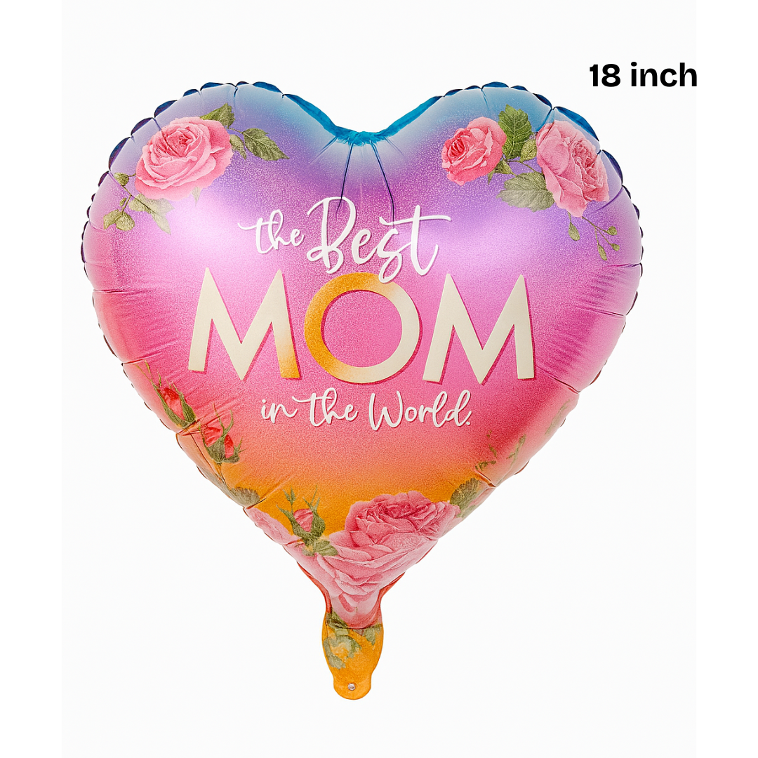 Heart Foil Balloon Best Mom in the World – 18 Inch Mother’s Day Decoration