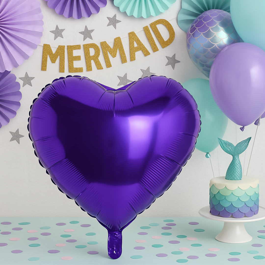 Heart Foil Balloon Purple – 18" Metallic Romantic Party Decoration