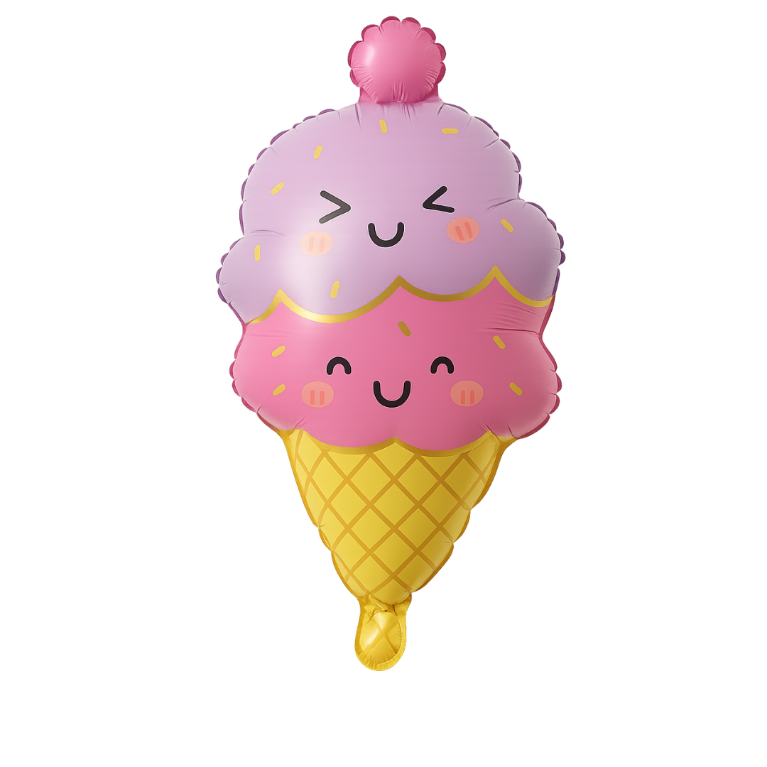 Ice Cream Foil Balloon – Pink & Purple Cone