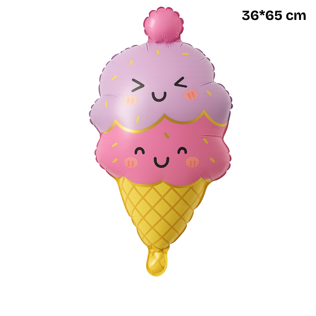 Ice Cream Foil Balloon – Pink & Purple Cone