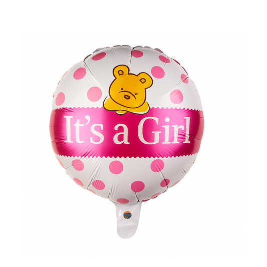 It’s a Girl foil balloon 18 inch pink with teddy bear – baby shower decoration