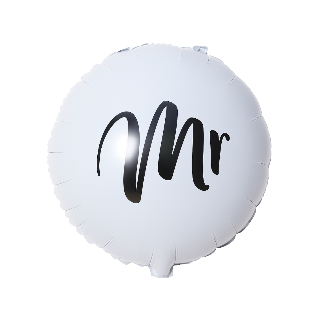 White 18 inch “Mr” round foil balloon – wedding decoration