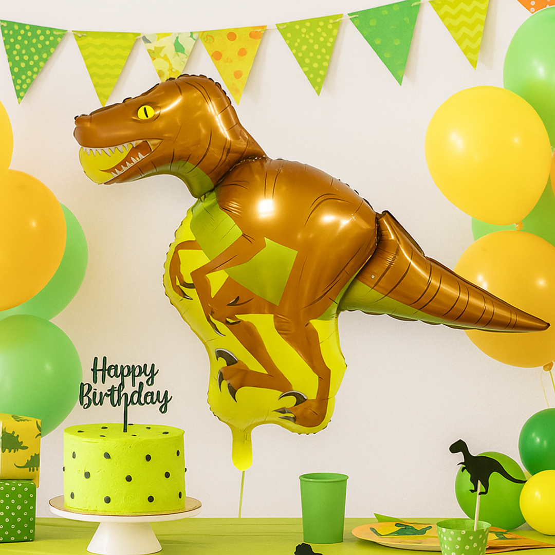 Orange T-Rex Dinosaur Balloon – Large Foil Birthday Party Decoration