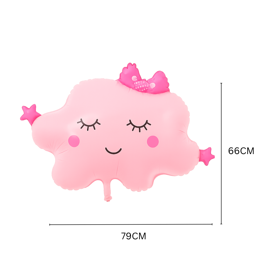 Pink Cloud Balloon with Bow – Cute Foil Balloon for Baby Girl or Toddler Birthday Party
