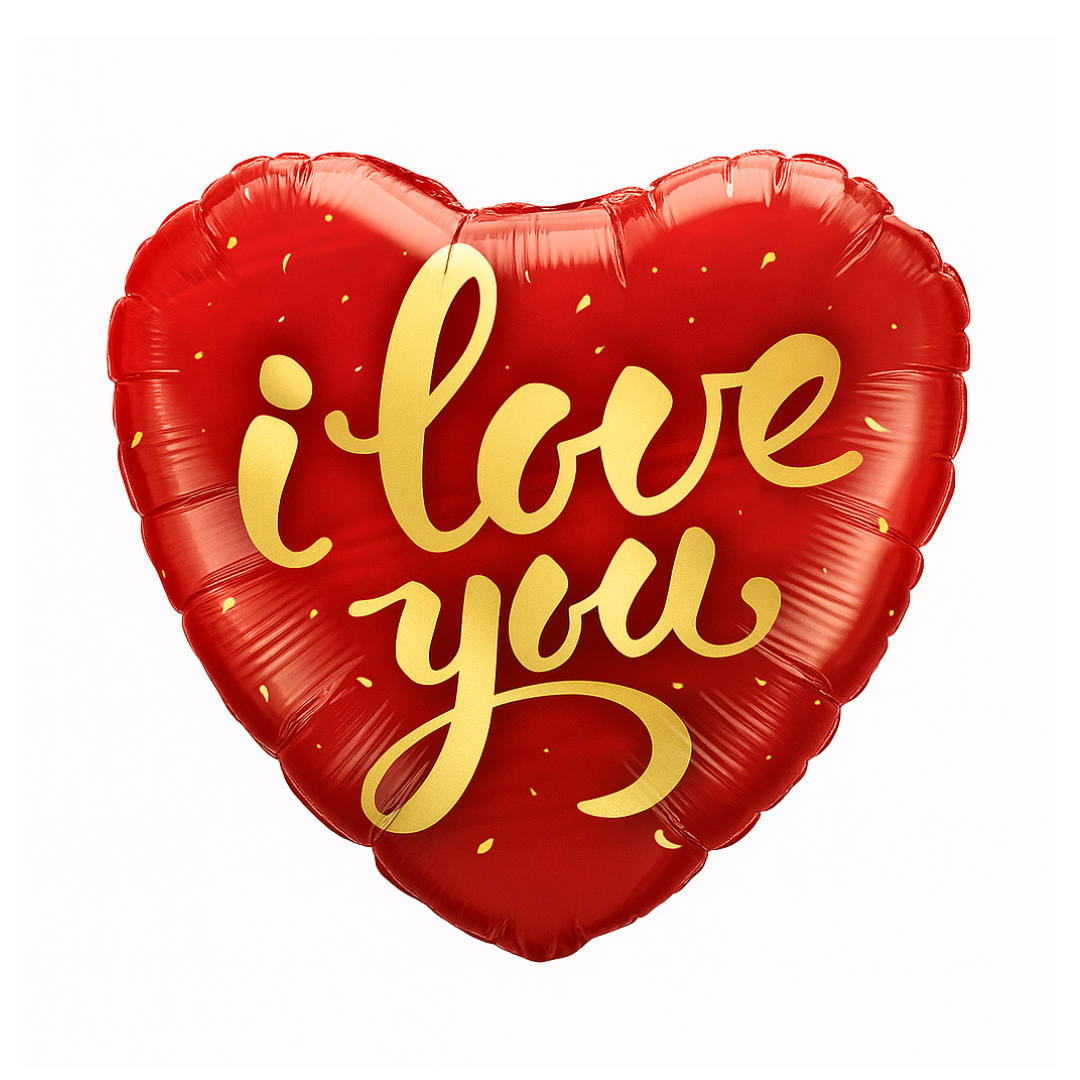 Romantic I Love You heart foil balloon 18" – anniversary & proposal decor