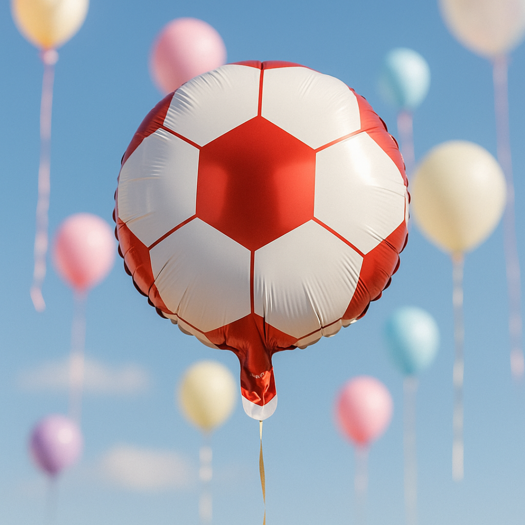 Red Football Foil Balloon – Soccer Party Decoration for Kids & Sports Events
