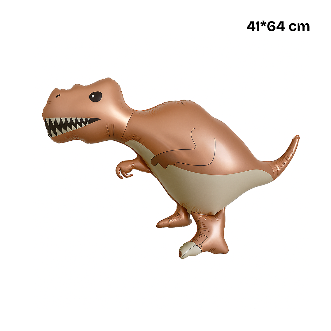 T-Rex Dinosaur Foil Balloon – Giant Brown Tyrannosaurus Balloon for Dino Birthday Party Decoration