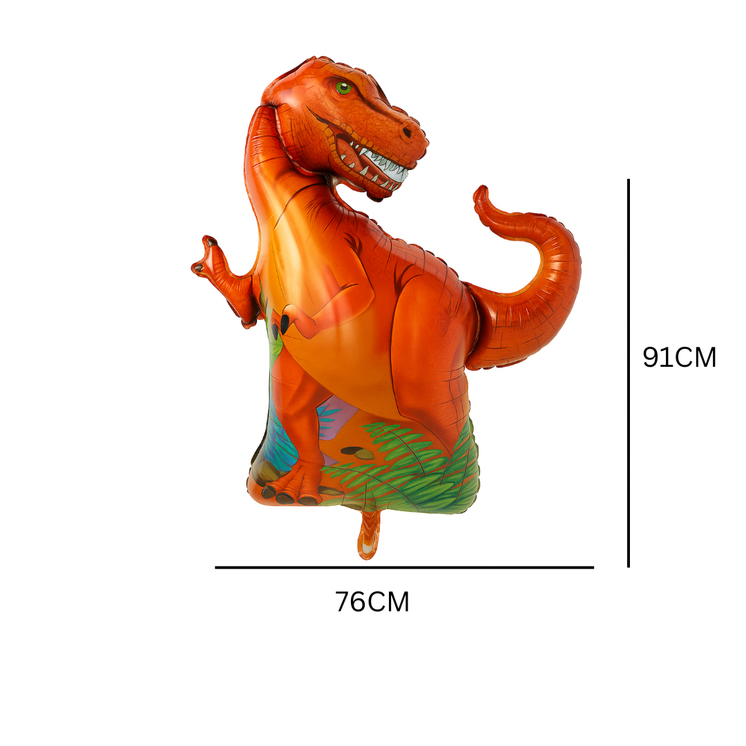 T-Rex Dinosaur Foil Balloon – Orange Jurassic Balloon for Kids Birthday Party