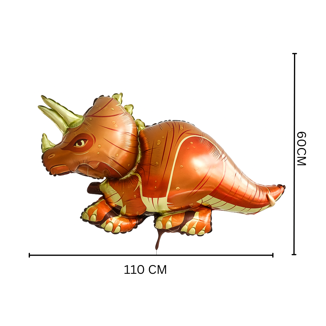 Triceratops Dinosaur Balloon – Brown Foil Dino Party Decoration for Kids’ Birthdays