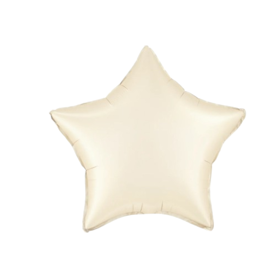 Beige Star Foil Balloon – Matte 18 Inch Balloon for Elegant pastel Party Decorations