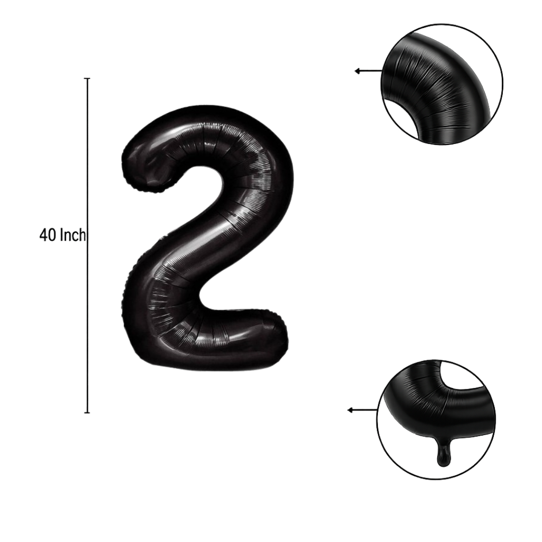 40" Black Number 2 Foil Balloon β Giant Helium Balloon for Birthday Party Decorations