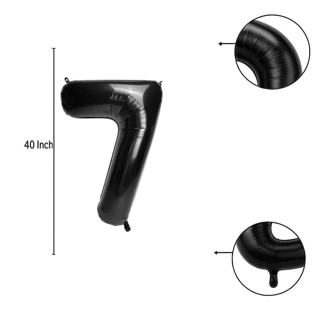 40" Black Number 7 Balloon β Giant Foil Birthday Decoration for Party & Celebration