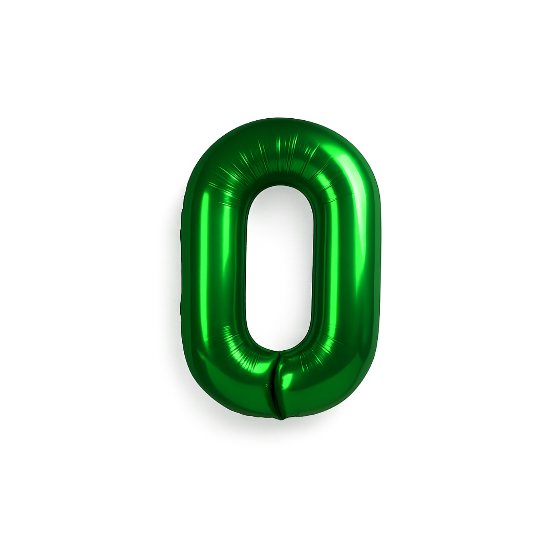 Green 40 Inch Number 0 Balloon – Giant Foil Helium Birthday Party Decoration