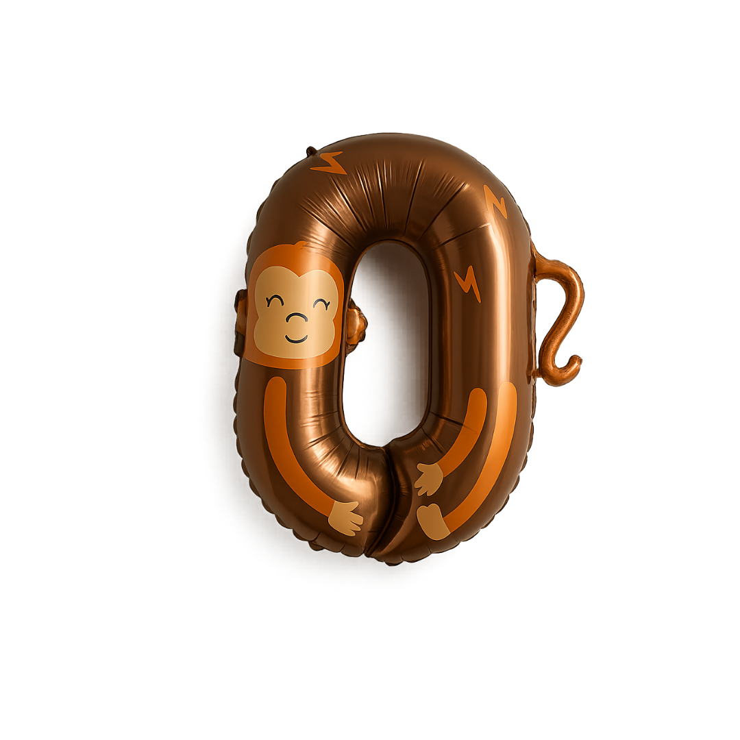 Monkey Number 0 Balloon – 40 Inch Foil Jungle Birthday Decoration for Kids