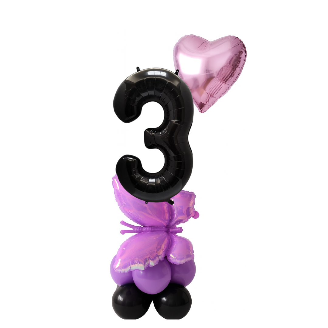 Purple Butterfly & Heart Balloon Decoration – Birthday, Anniversary & Party Display