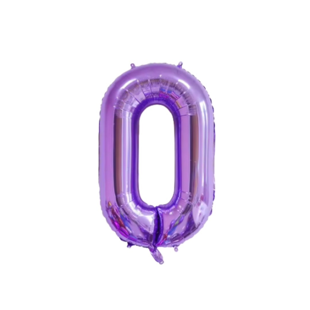 40" Purple Number 0 Balloon – Giant Foil Helium Balloon for Birthdays & Celebrations (Metallic Finish)