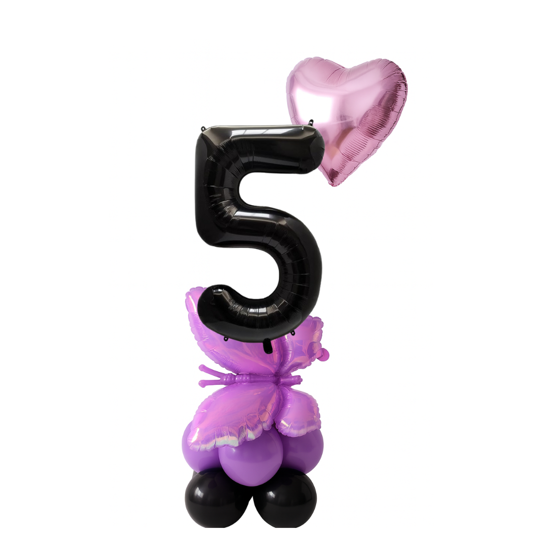 Purple Butterfly & Heart Balloon Decoration – Birthday, Anniversary & Party Display