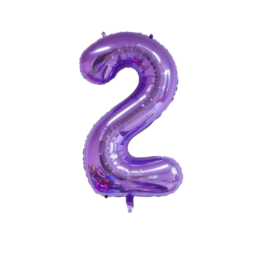 40" Purple Number 2 Balloon – Giant Foil Helium Balloon for 2nd Birthday & Party Decorations (Metallic Finish)
