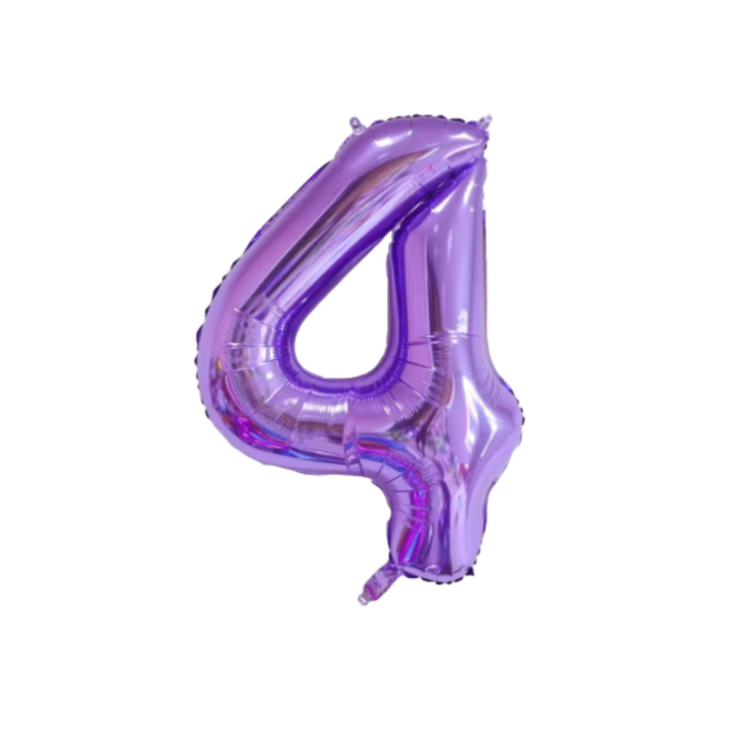 40" Purple Metallic Number 4 Balloon – Giant Foil Birthday Balloon for Girls & Boys