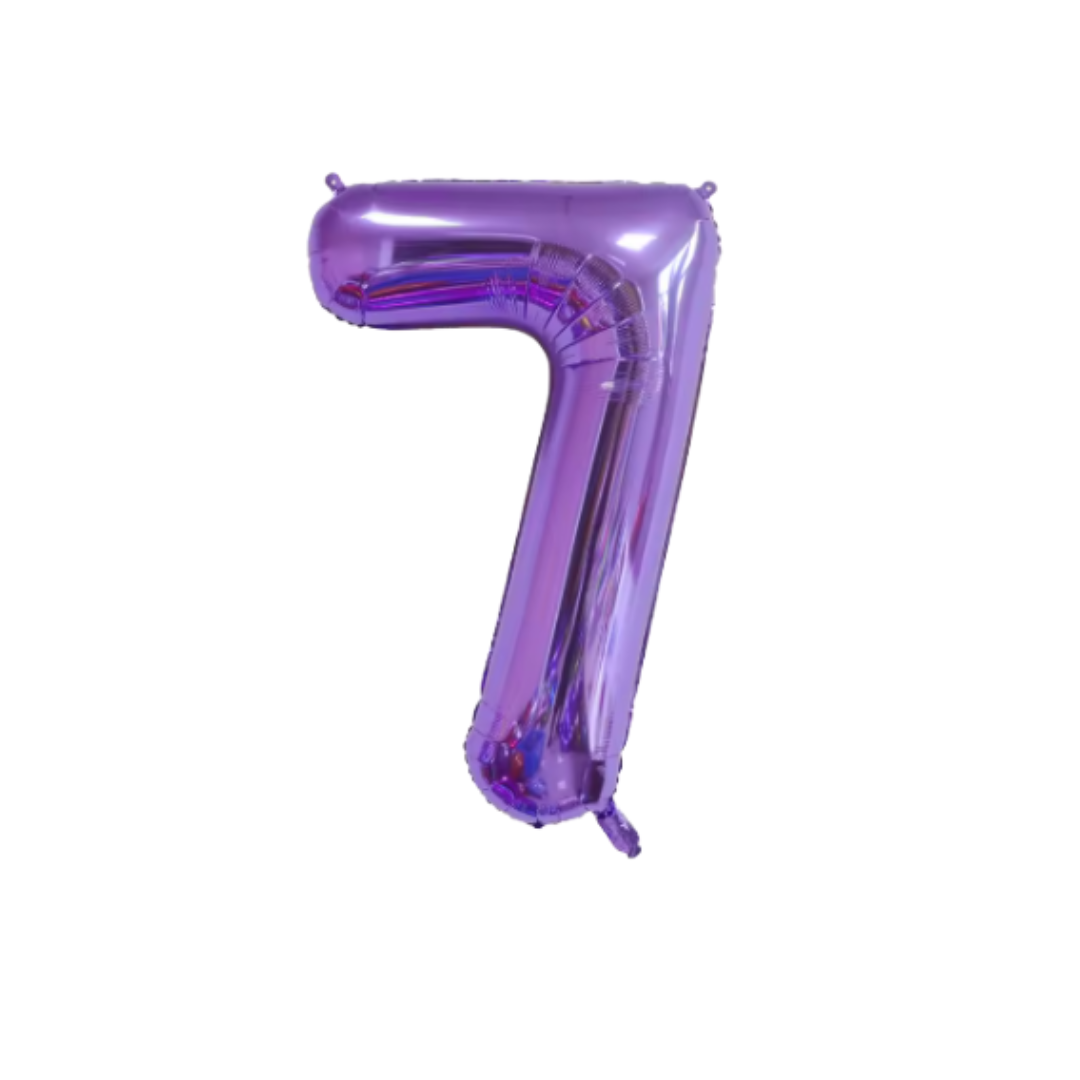 40" Purple Metallic Number 7 Balloon – Giant Foil Birthday Balloon for Girls & Boys