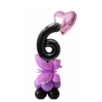 Purple Butterfly & Heart Balloon Decoration – Birthday, Anniversary & Party Display