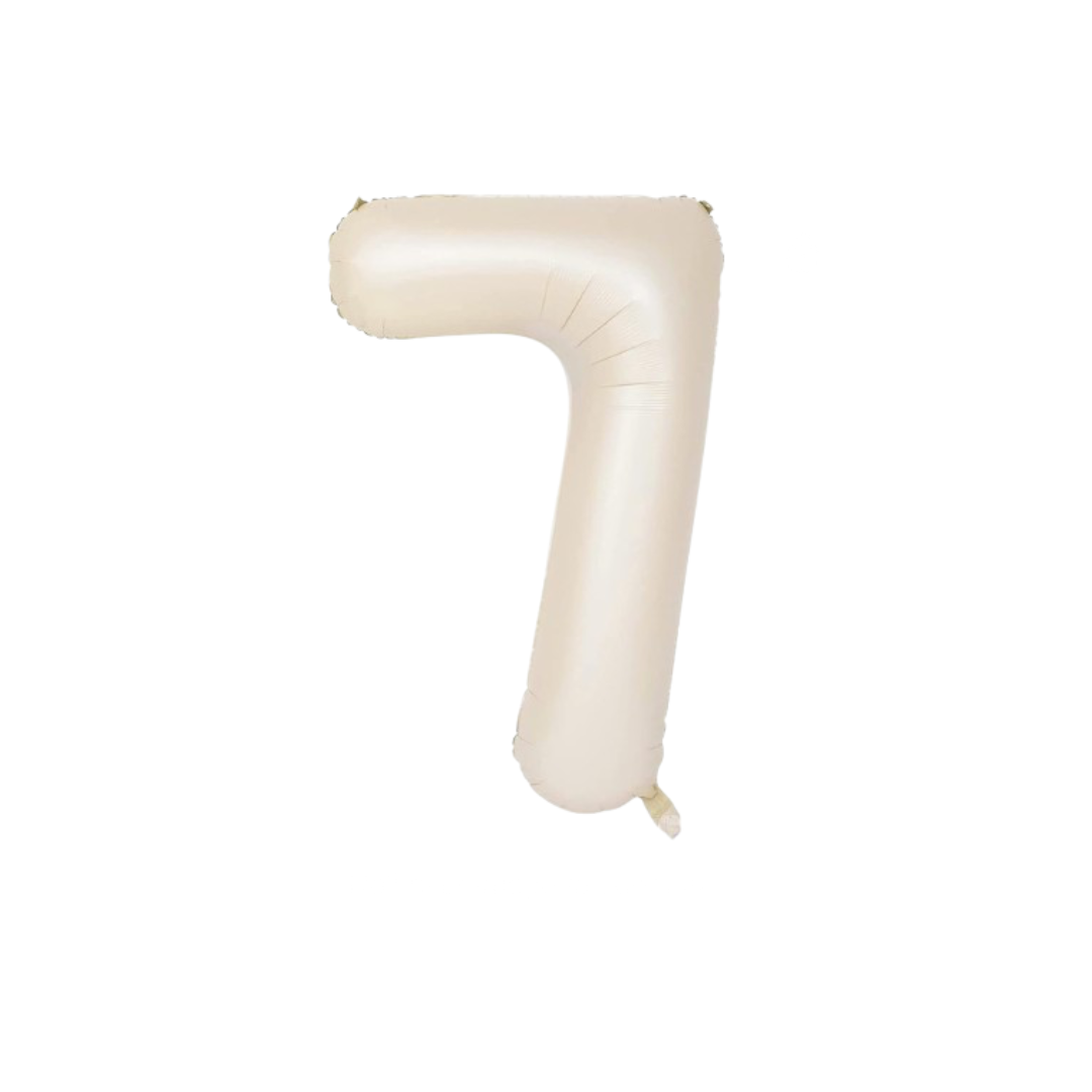 40" Beige Number 7 Balloon – Giant Foil Balloon for Neutral-Themed Kids' Birthday Parties