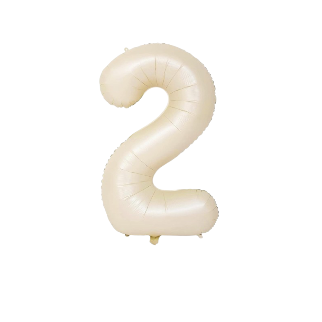 40" Beige Number 2 Balloon – Giant Foil Balloon for Baby Birthdays & Neutral Party Decor