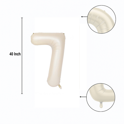 40" Beige Number 7 Balloon – Giant Foil Balloon for Neutral-Themed Kids' Birthday Parties
