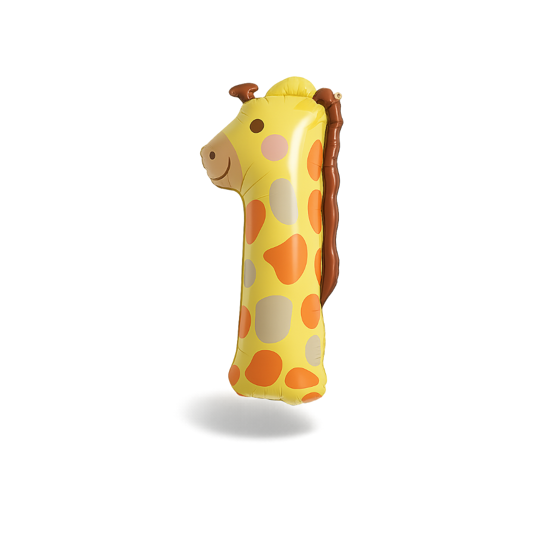 Giraffe Number 1 Balloon – 40 Inch Foil Jungle Birthday Balloon for Kids Party