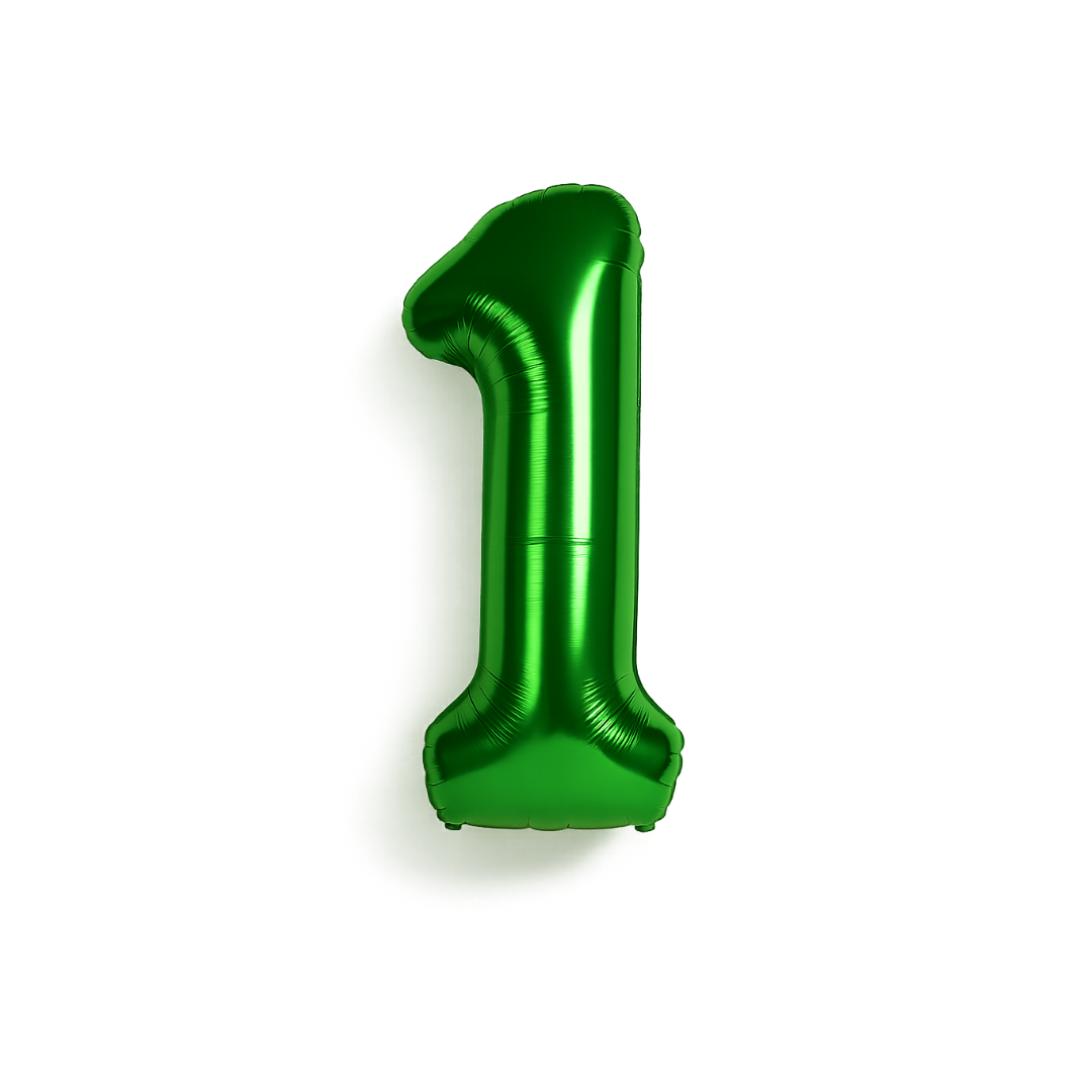 Green 40 Inch Number 1 Balloon – Giant Foil Helium Birthday Party Decoration