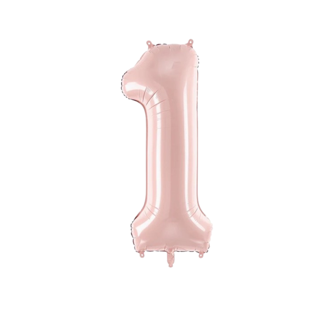 Pastel Baby Pink Matte Number 1 Balloon – 40" Foil Birthday Party Decoration
