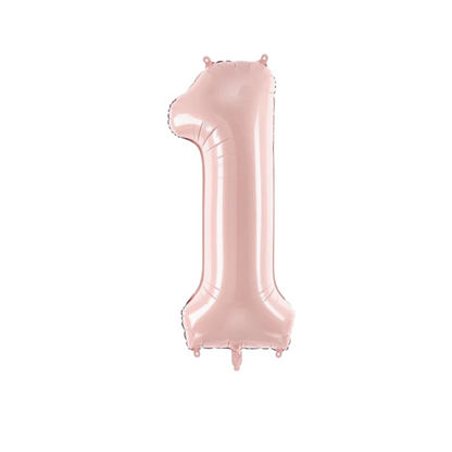 Pastel Baby Pink Matte Number 1 Balloon – 40" Foil Birthday Party Decoration