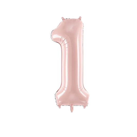 Pastel Baby Pink Matte Number 1 Balloon – 40" Foil Birthday Party Decoration